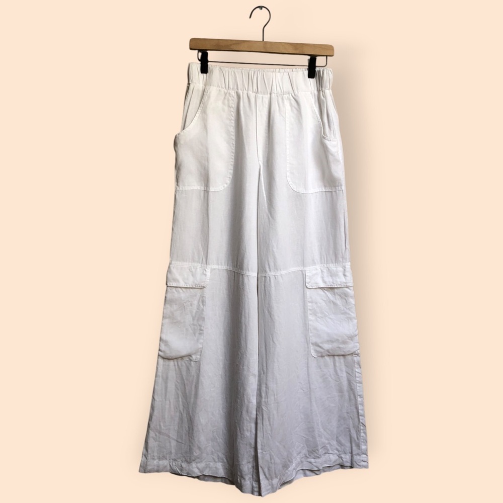 LUNA LUZ Linen Cargo Pants Wide Leg White Summer Minimalist Women’s Medium